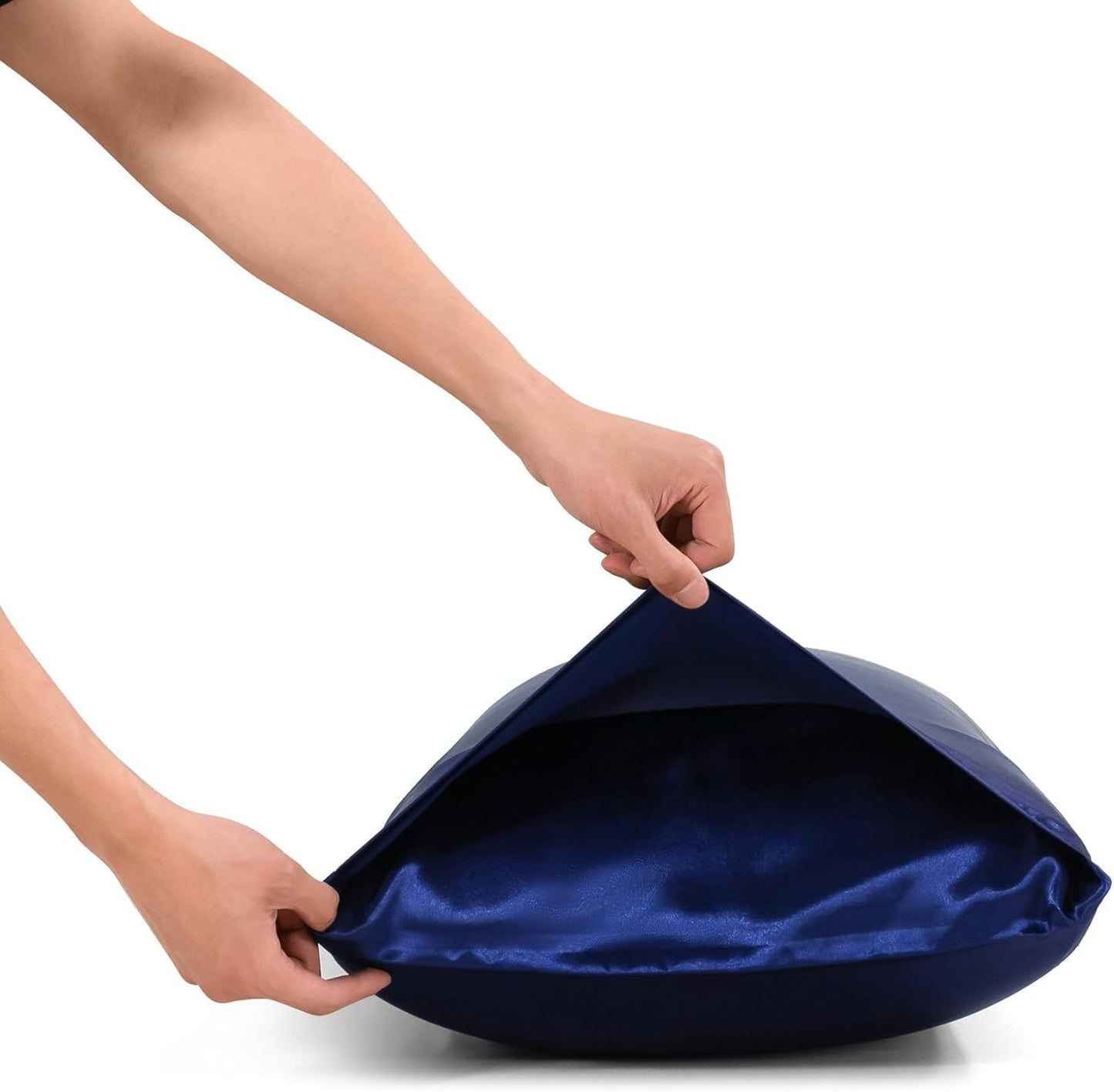 Juwenin Bedding,Super Soft and Luxury Silky Satin Pillowcase (Silky Satin Pillow Case for Hair) (Navyblue, Body)