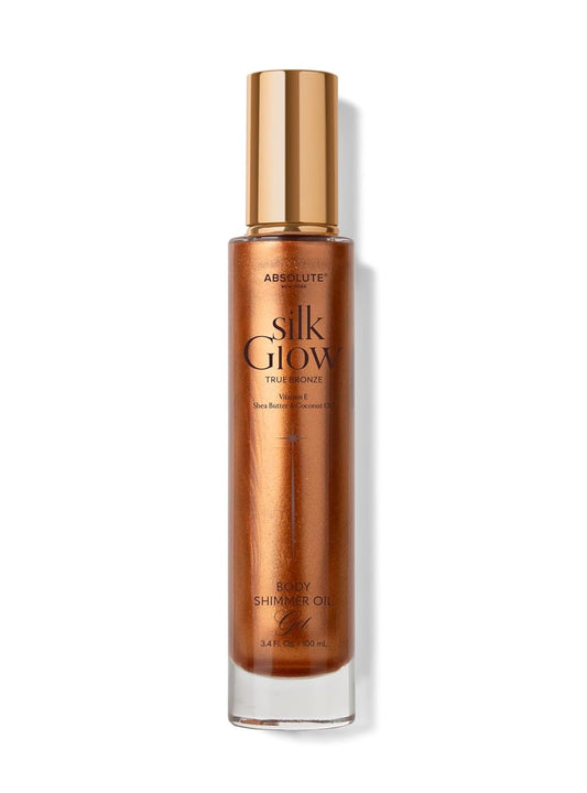 Absolute New York - Silk Glow Shimmer Mist Glow, Radiant, Shimmer Body & Face & Hair, Shea Butter, Coconut Oil, Vitamin E (SBGS06 True Bronze Oil Gel, 3.4 fl oz)