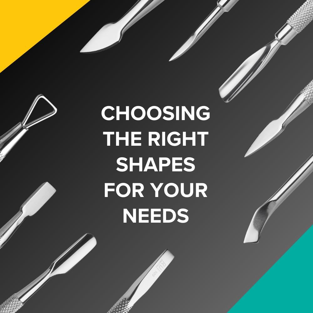 Rui Smiths Pro Cuticle Pusher with 2 Ends - Stainless Steel Manicure Tool - Style 101