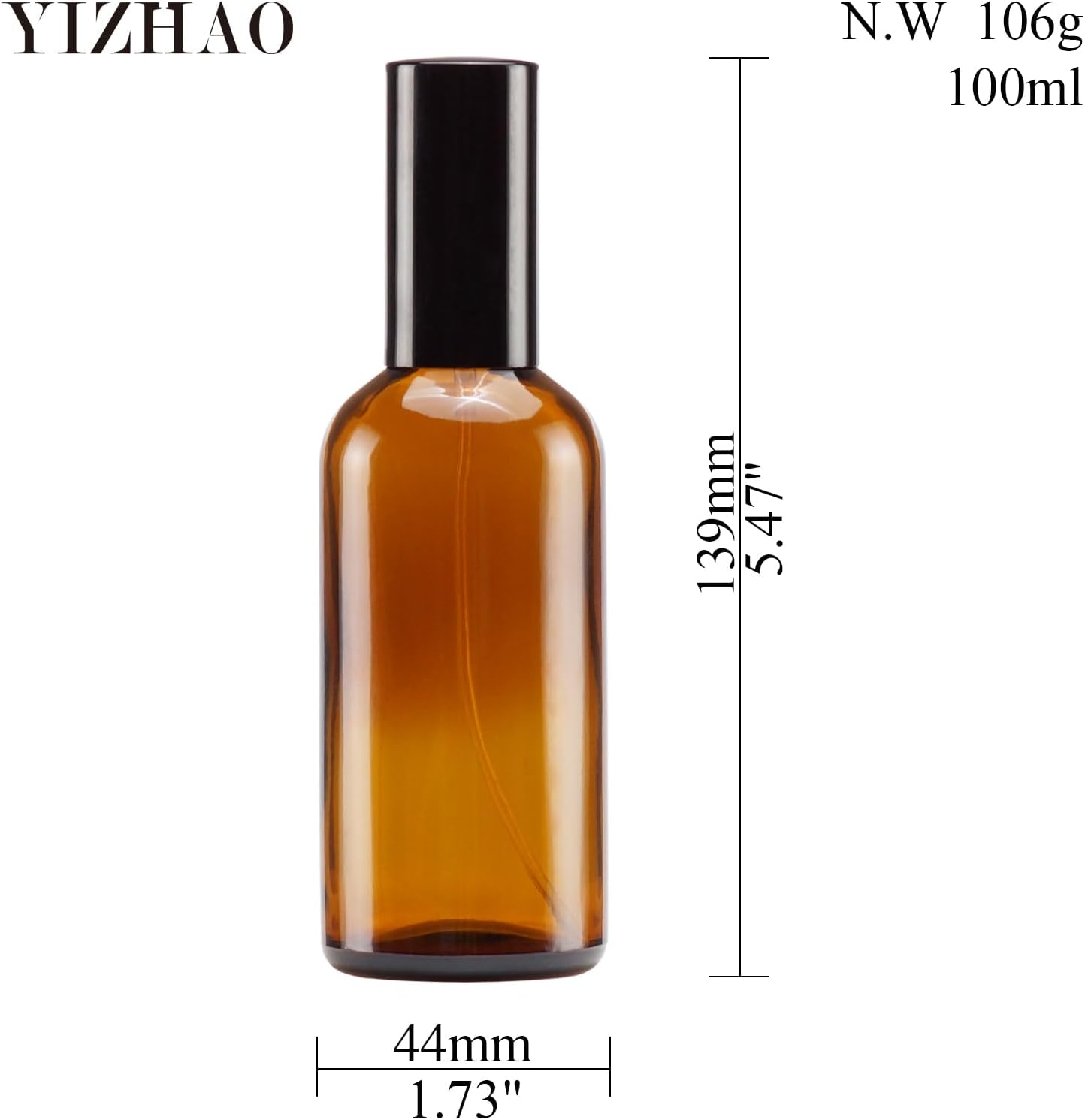 YIZHAO Amber Glass Spray Bottles 4oz, with Small Fine Mist Spray, Metal Cap, Refillable for Essential Oil,Travel,Cleaning,Perfume,Aromatherapy,Makeup – 9 Pcs