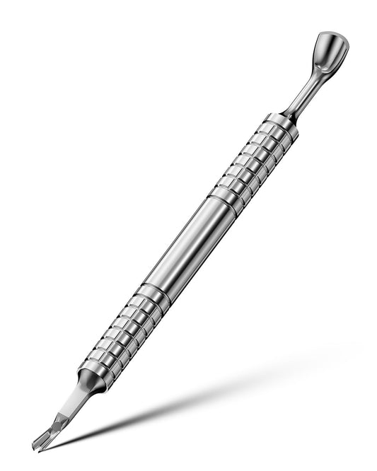 BALUCA Professional Cuticle Pusher & Trimmer for Women - 2-in-1 Nail Cuticle Remover Tool for Perfect Manicures & Pedicures, Silver