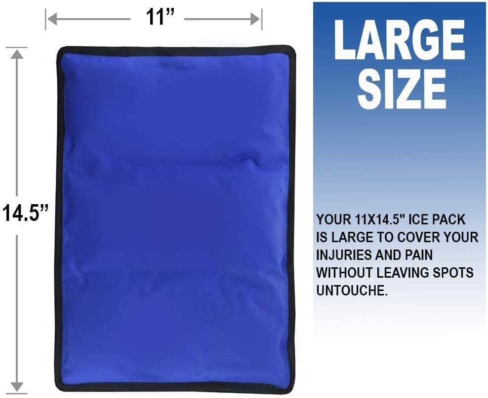 2 Pack Large Ice Packs for Injuries | 11" x 14.5" | Hot & Cold Pack | Reusable Gel Pack, Durable Construction, & Flexible When Frozen