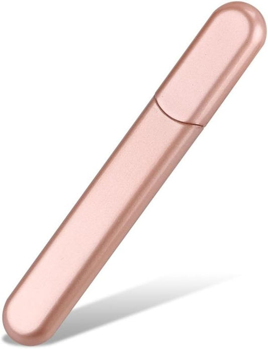 Premium Glass Nail File with Case, Crystal Diamond Salon Best Beauty Nail Buffer for Natural and Acrylic Nails Christmas Gift for Woman and Man,Pink