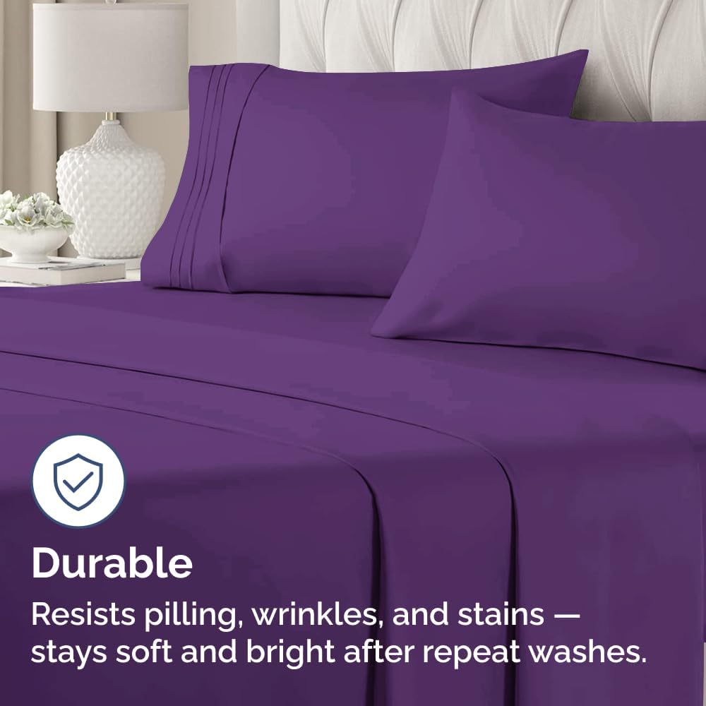 King Standard Pillow Cases Set of 2 - Ultra-Soft Hotel Quality Pillowcase Covers - Comfy, Cozy & Fade Free - Wrinkle Resistant - Machine Washable Pillow Protectors - 2 Piece Set - King Standard Purple