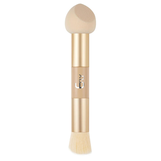 Dual-Ended Hair Makeup Brush, Precision Hairline Powder Brush With Sponge Tip - Seamless Blending - Root Touch Up And Hair Contour Brush (Skin Tone, 4.7 Inch)
