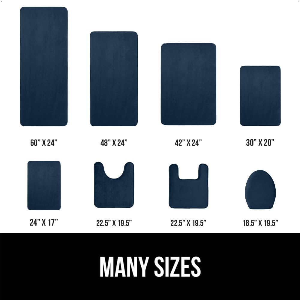 GORILLA GRIP Memory Foam Bath Rugs, Soft Absorbent Velvet Bathroom Mats, Durable Dots on Underside, Machine Washable Bathmat, Carpet Rug Room Decor for Shower Floor, 36x24 Mat, Navy Blue
