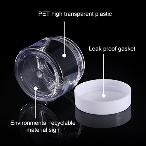 SATINIOR 12 Pack 1 oz Plastic Container Jars with Lids Round Clear Travel Cosmetic Container Slime Jars for Toiletries, Lotion, Cream, Ointments, Makeup, Rhinestone, Samples, Kitchen Storage(White)