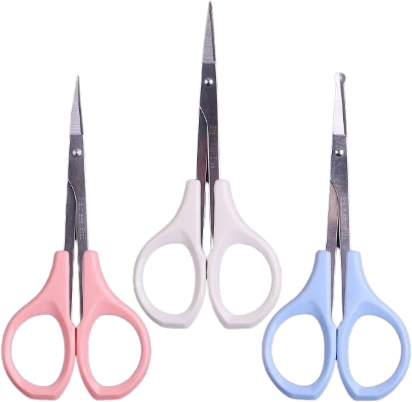 Hair Trimming Scissors Set, Grooming Scissors for Facial Hair, Nose Hair, Mustache, and Beard Grooming, Stainless Steel Eyebrow Scissors