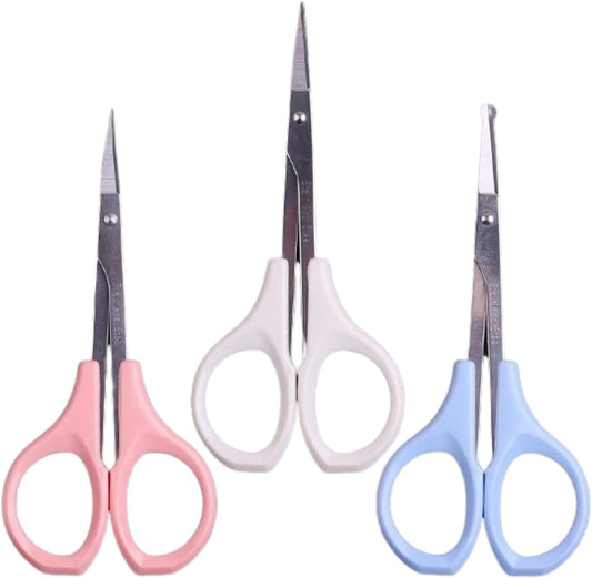 Hair Trimming Scissors Set, Grooming Scissors for Facial Hair, Nose Hair, Mustache, and Beard Grooming, Stainless Steel Eyebrow Scissors