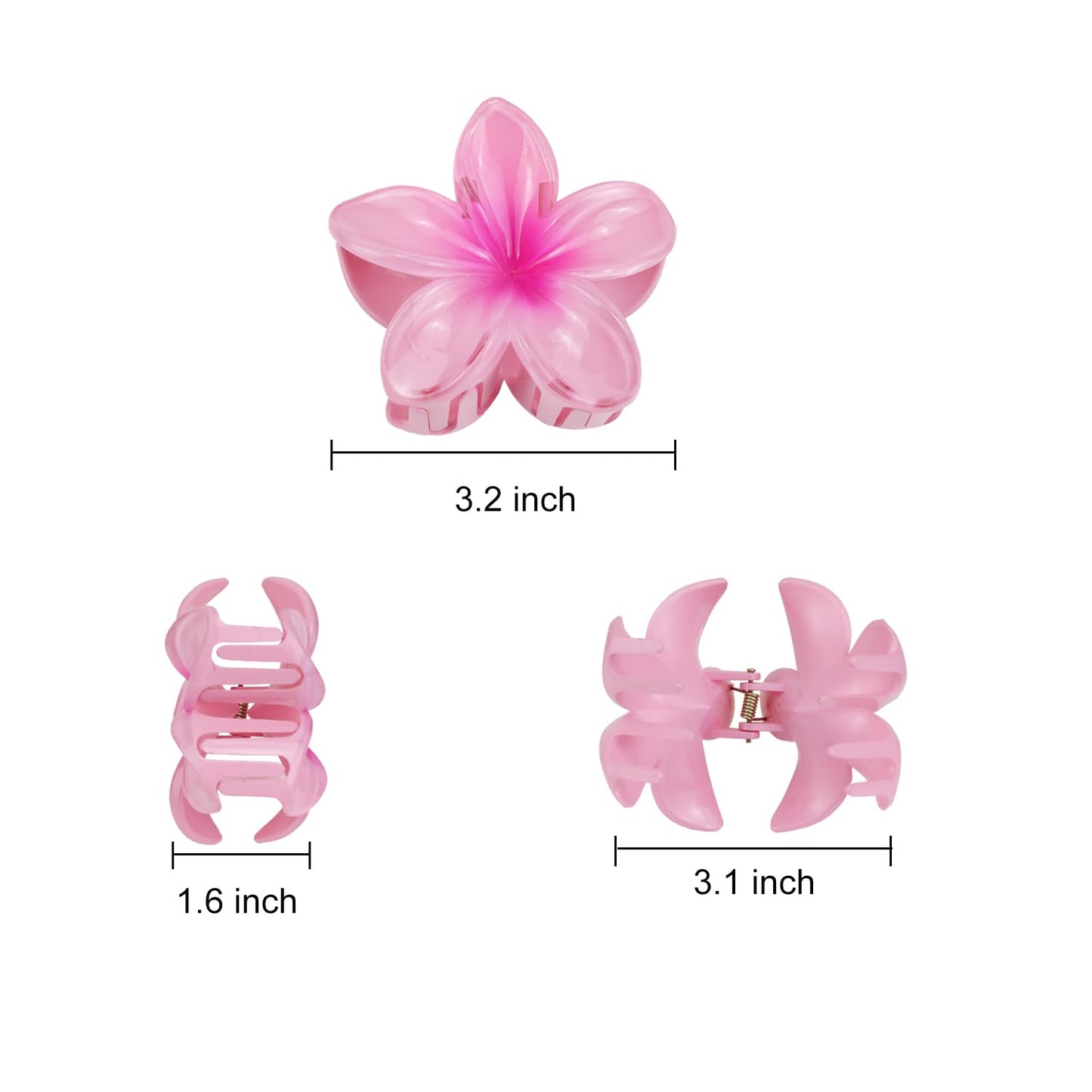 6 Pcs Flower Hair Claw Clips, 3.1 inch Hawaiian Plumeria Hair Clips, Summer Beach Essentials Hair Accessories for Women (Plumeria)