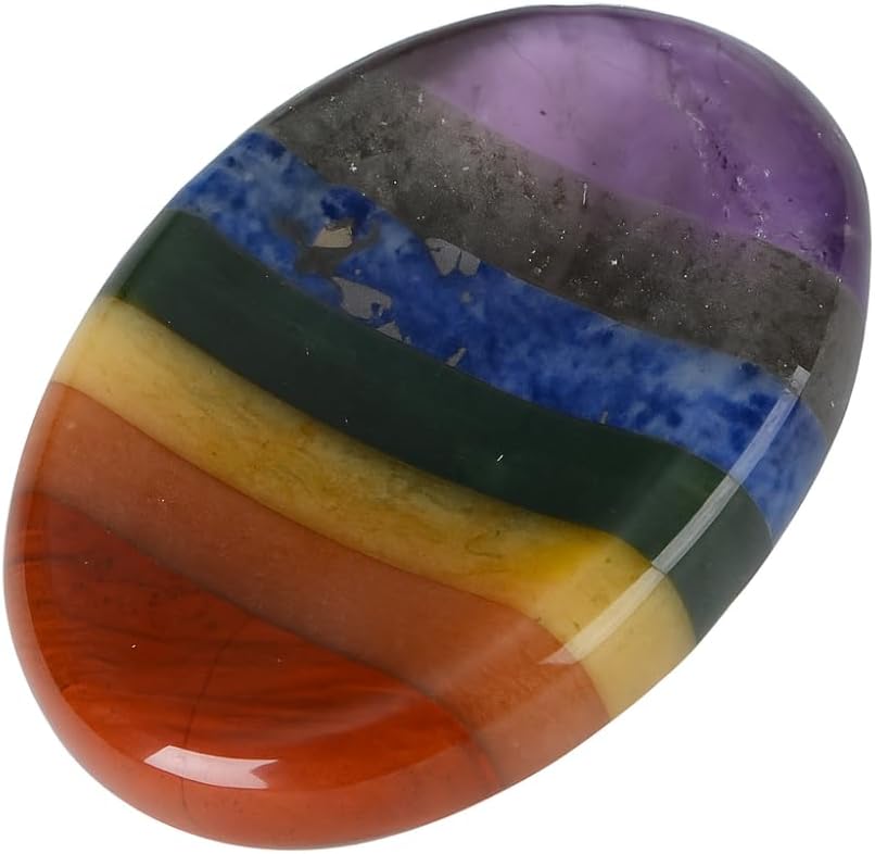 Seven Chakra Worry Stones – Crystal Thumb Worry Stone for Anguish, Stress – Relaxing and Soothing Balance Stone for Meditation, Stress Relief – Crystals and Healing Stones for Men and Women