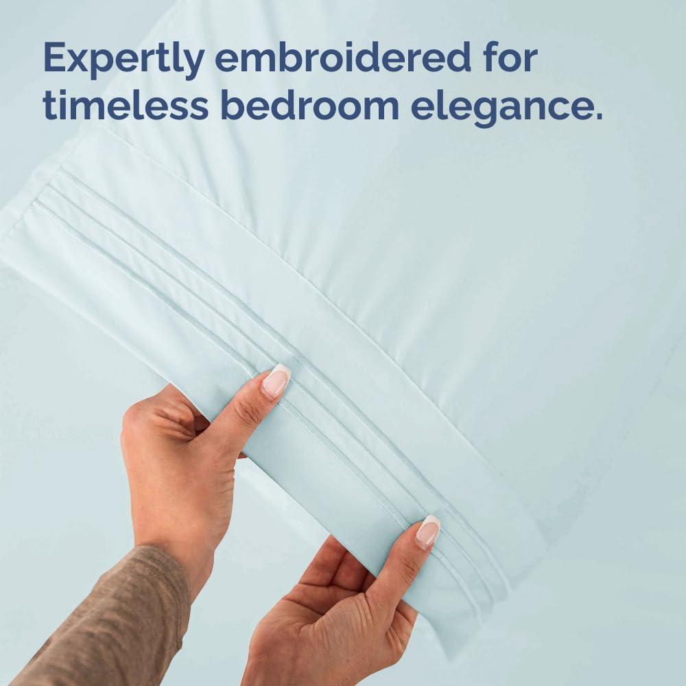 Queen Pillow Cases Set of 2 - Ultra Soft Hotel Quality Pillowcase Covers - Comfy, Cozy & Wrinkle Free - Shrinkage, Stain & Fade Resistant - Machine Washable Pillow Protectors - 2 Piece Set - Ice Blue