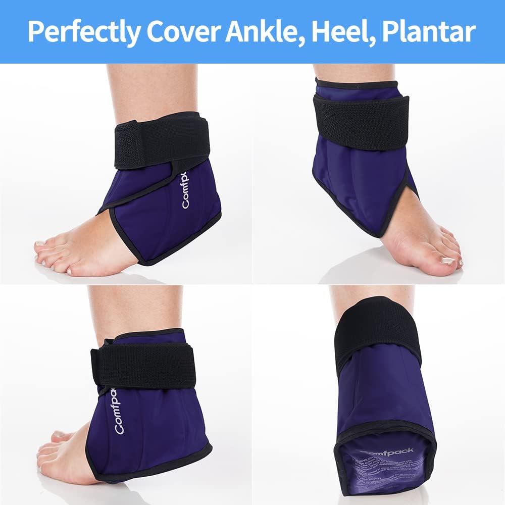 Ankle Ice Pack Wrap Heel Ice Pack for Pain Relief, Hot Cold Therapy Cold Pack for Plantar Fasciitis, Achilles Tendonitis, Ankle Sprain, Foot Pain, 2Packs