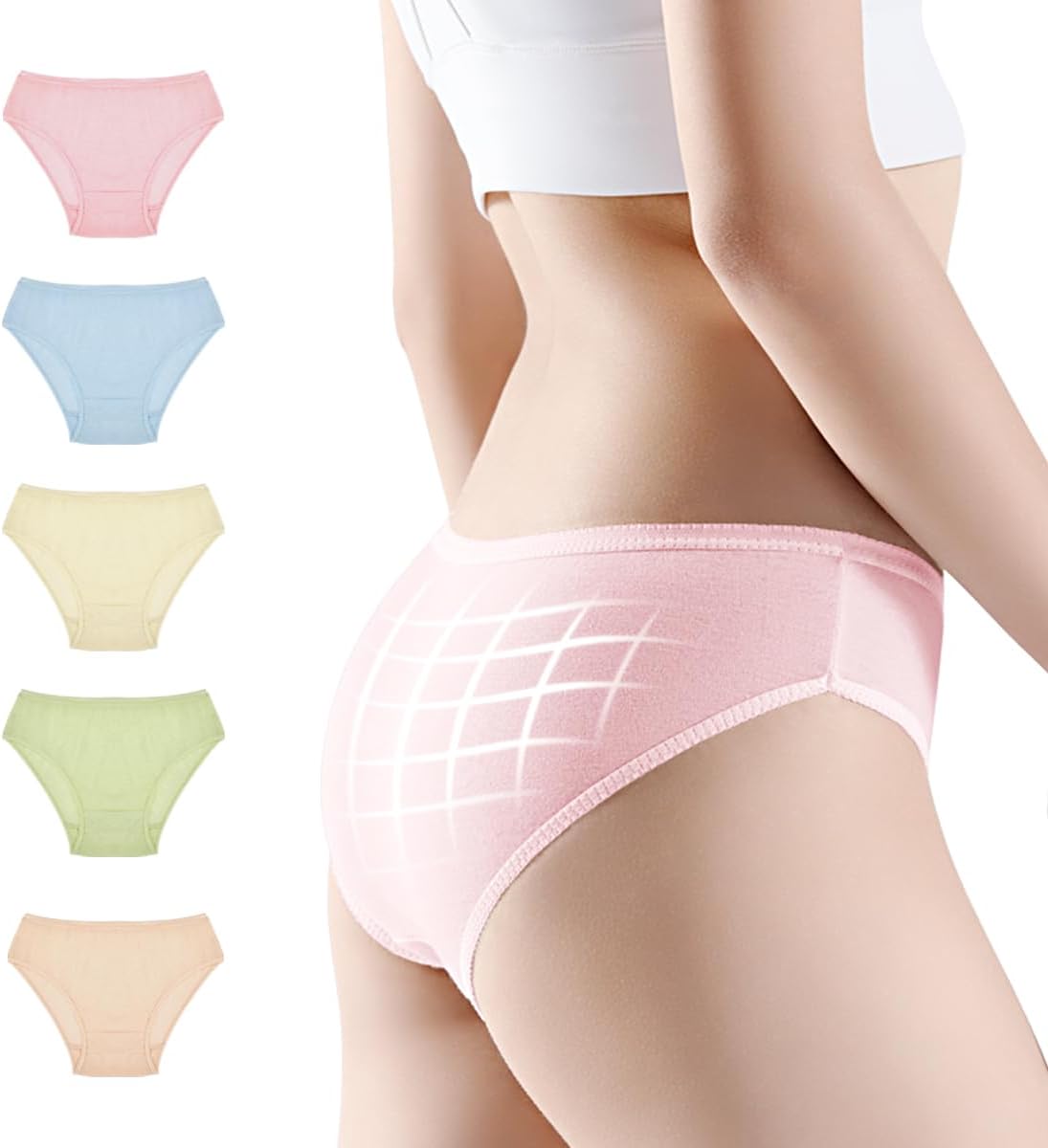 Disposable Underwear for Women Travel-Hospital Stays- Pure Cotton Ladies Brief Panties Multicolor (10pk)