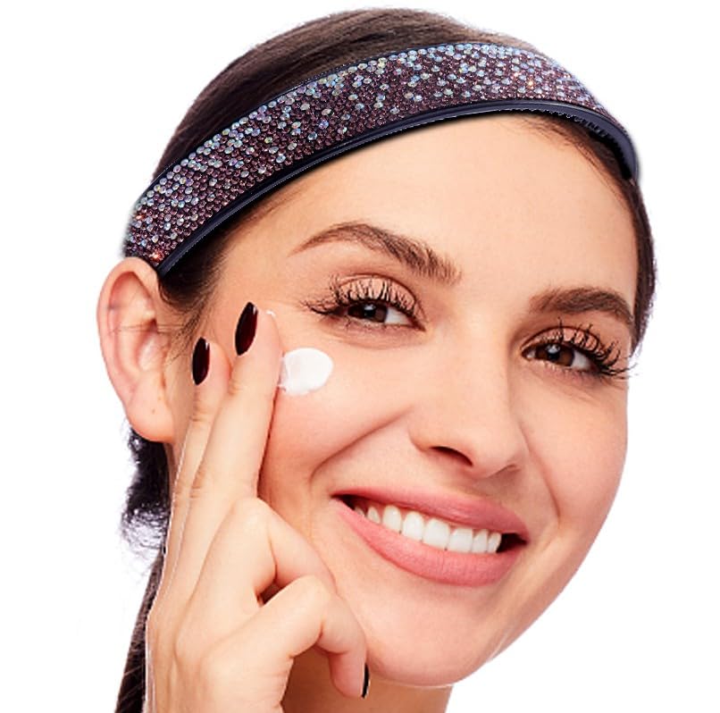 Rhinestone Headbands for Women Sparkly,4PCS Tie Dye Crystal Headband Non Slip,Tooth Hair Bands Rhinestone Hair Hoop,Comfortable Daily Prom Party Head Accessories