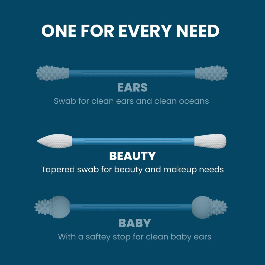 LastSwab® Reusable Cotton Swabs for Gentle and Eco-Friendly Beauty Routines - The Sustainable Alternative to Single-Use Q Tips - Zero Waste & Easy to Clean - Comes with a Convenient Travel Case Holder