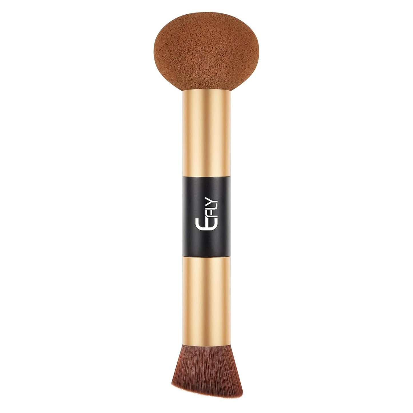 Dual-Ended Hair Makeup Brush - Precision Hairline Powder Brush With Sponge Tip For Seamless Blending - Root Touch Up & Hair Contour - Brown, 4.7 inch