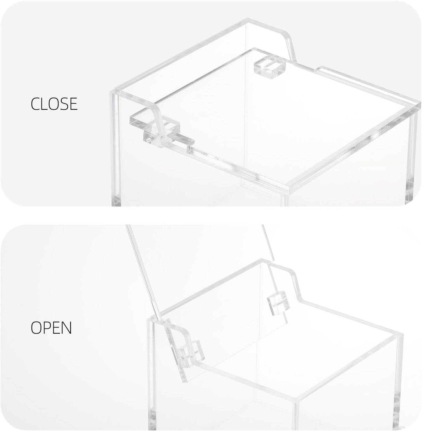 Tbestmax Qtip Holder with Lid, 4mm Thickness Cotton Ball Swab Organizer Acrylic Square Bathroom Containers Makeup Pad Cosmetic Storage - Clear