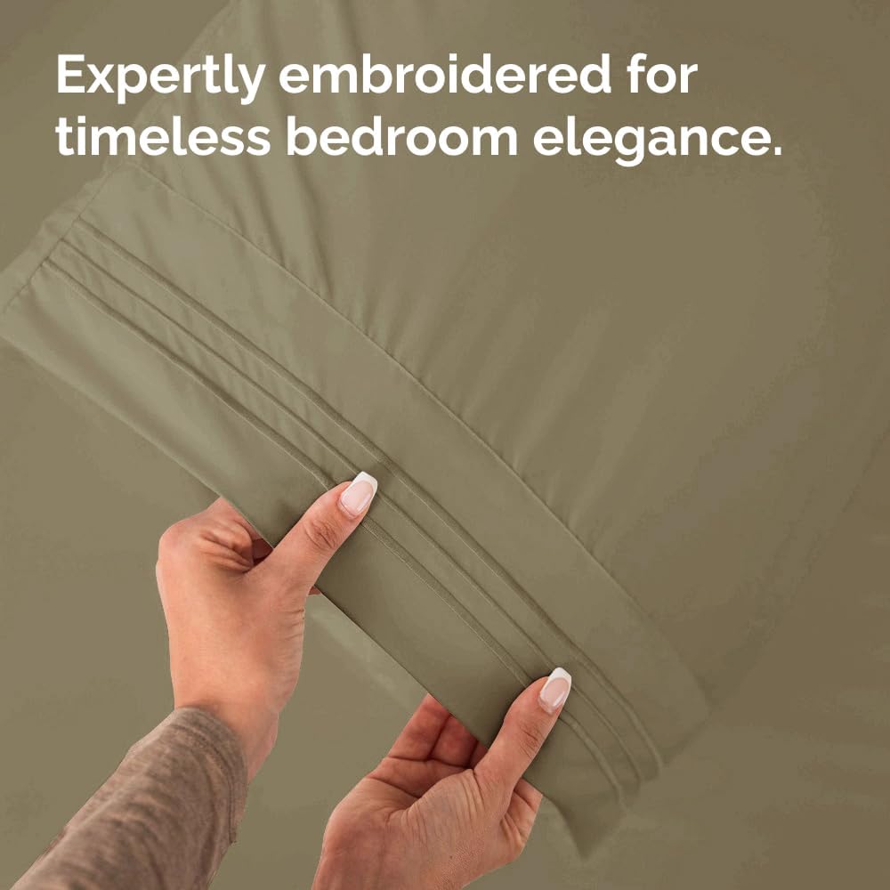 Queen Pillow Cases Set of 4 - Ultra Soft Hotel Quality Pillowcase Covers - Comfy, Cozy & Wrinkle Free - Shrinkage, Stain and Fade Resistant - Machine Washable Pillow Protectors - 4 Piece Set - Khaki