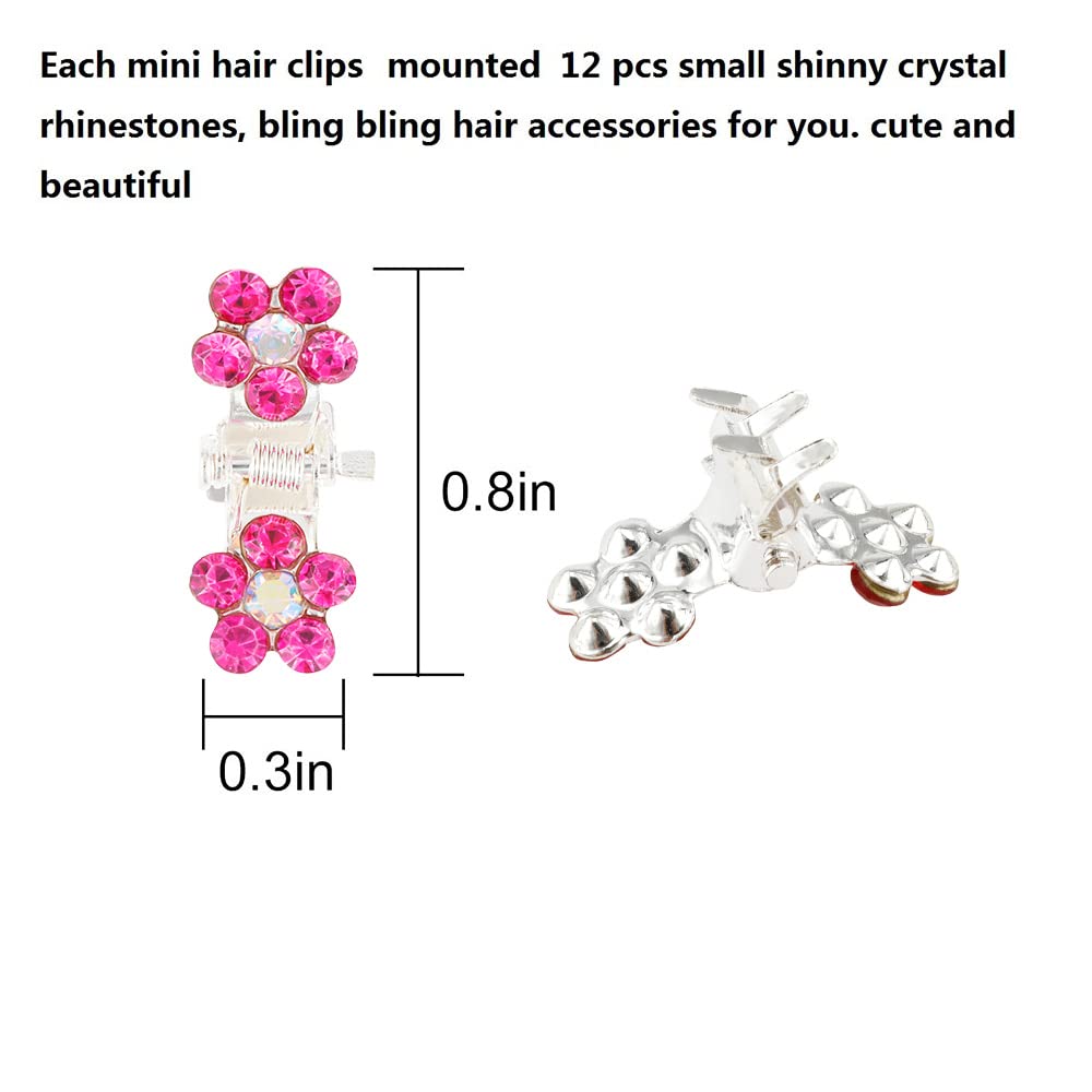 Mini Claw Clips with No-Slip Grip - Glitter and Rhinestone Hair Accessories in Mixed Colors, Metal Clamps for Girls and Women (Silver-13Colors)