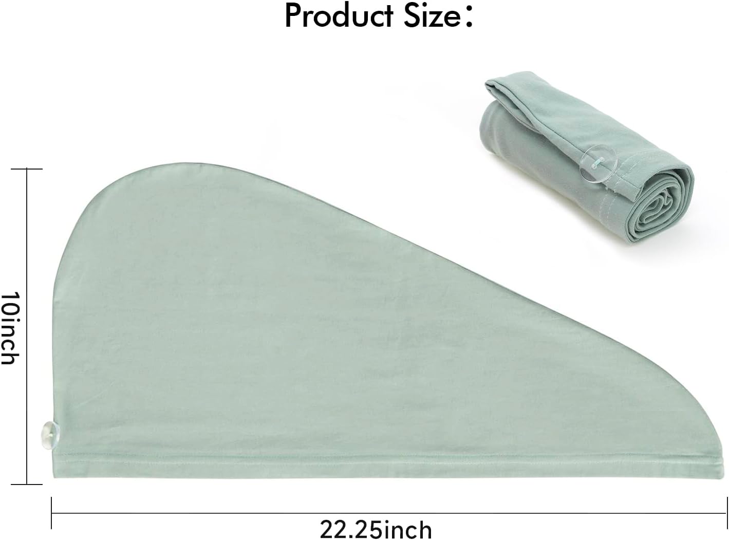 Tee Shirt Drying Wrap, Frizz Free, Soft & Lightweight&Flexible, Hair Drying Turban, Gentle Drying Towel Wrap with Button, for Long Hair (Sage)