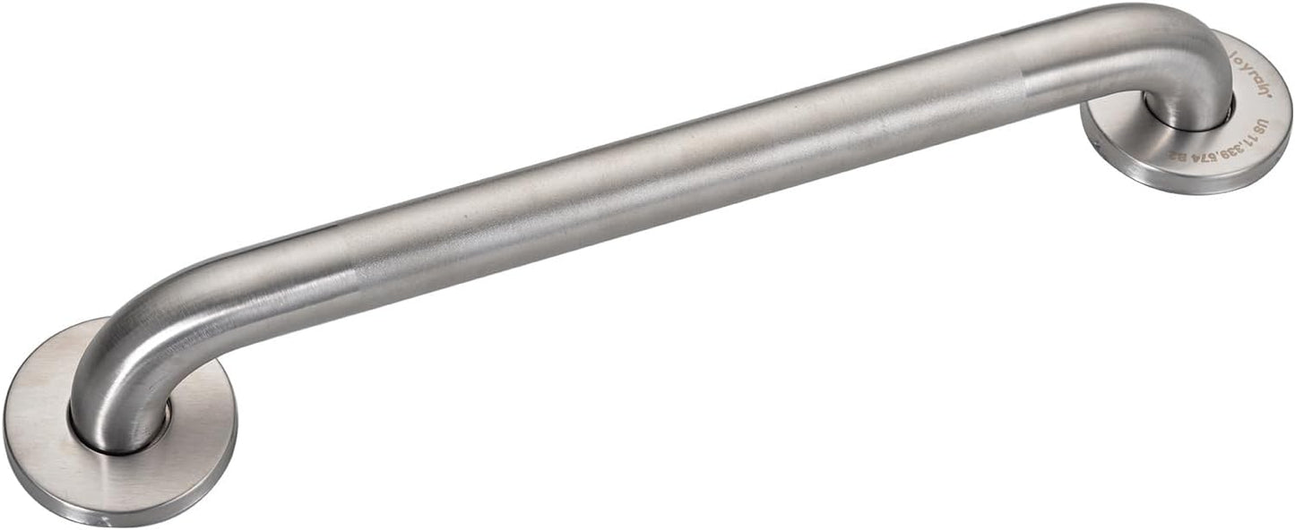 Joyrain 16-inch Bathroom Safety Grab Bar - 500lb Weight Capacity ADA Certified Anti-Slip Handle for Shower/Tub/Toilet, Elderly & Disabled Assist (Peened, 12 inch)