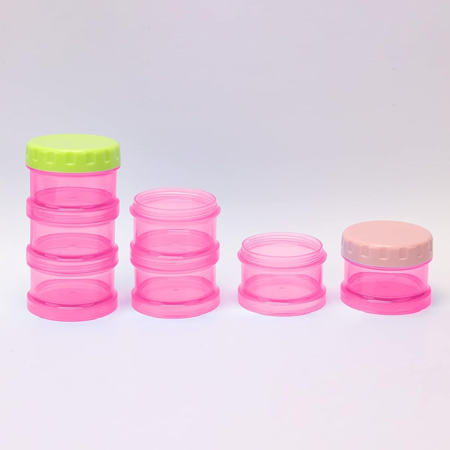 7 Day Pill Organizer Case Stackable Weekly Supplements Vitamins Pills Holder Dispenser Large Transparent Pink with Label and Extra Lid
