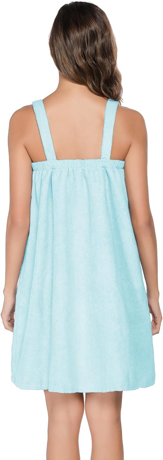 Veseacky Women Bath Wrap Towel for Womens Shower with Pocket Adjustable Spa Robe & Facial Headband
