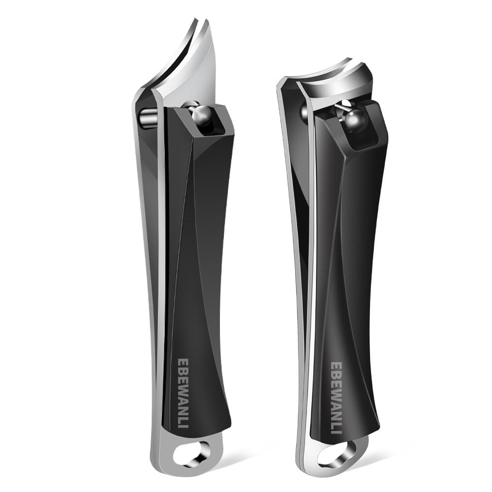 Nail Clippers Set, Slanted Angled Ingrown Nail Clipper and Curved Wide Jaw Toenail Clipper, Ultra Sharp Stainless Steel Fingernail & Toenail Clipper Cutters for Thick nails or Ingrown Toenail