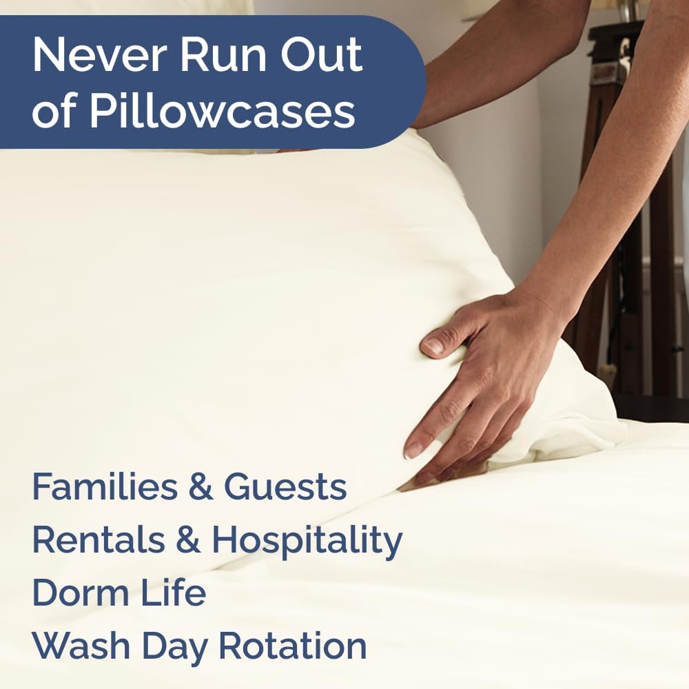 King Pillow Cases Set of 10 - Ultra Soft Hotel Quality Pillowcase Covers - Comfy. Cozy & Wrinkle Free - Shrink, Stain and Fade Resistant - Machine Washable Pillow Protectors - 10 Piece Set - Off White