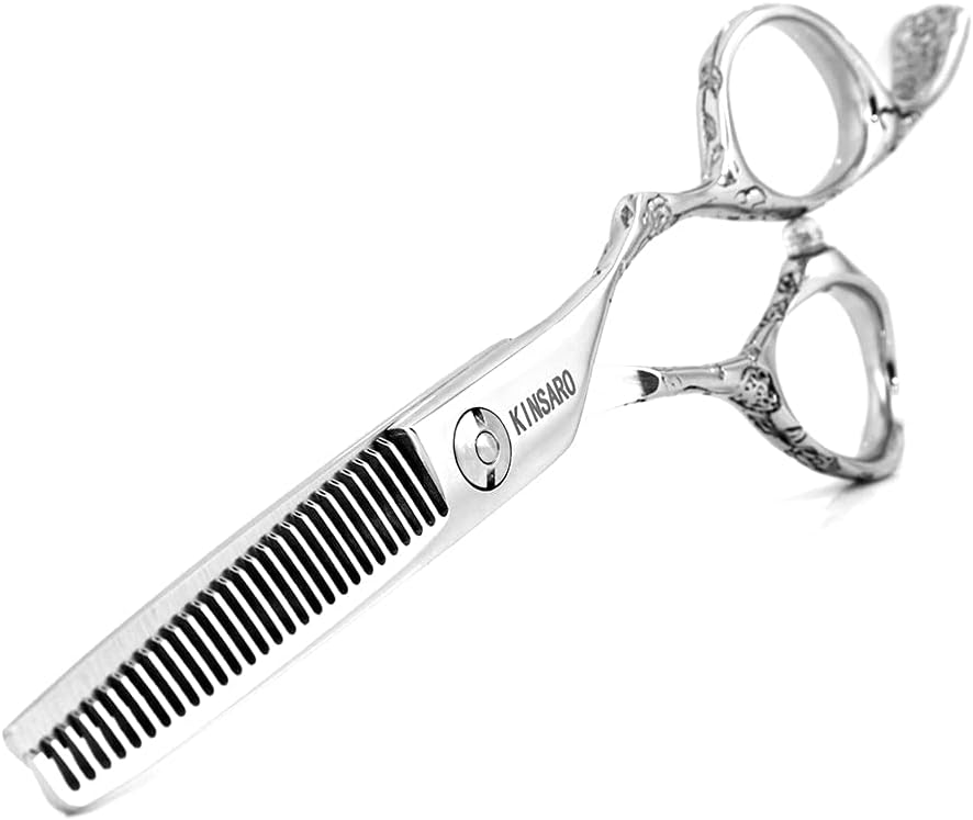Hair Thinning Shears 5.5 Inch Thinning Scissors for Women Professional Barber Hair Thinning Scissors Barber Shears 28 Teeth Rose handle KINSARO for Hairdresser Barbershop or Home Use