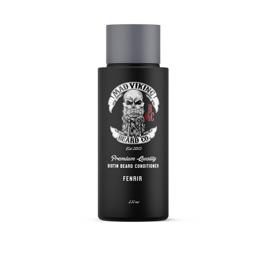 Mad Viking Fenrir Biotin Beard Conditioner – Restores, Moisturizes and Softens - Deep Conditioning and Reduced Frizz - Bold Bourbon, Neroli, Rum & Tobacco Scent, Made in the USA - 8oz