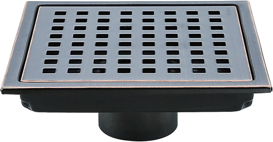 RANDOM Oil Rubbed Bronze Shower Drain Square 6 Inch Shower Floor Drain Grate & Removable Hair Strainer 304 Stainless Steel Shower Drain Cover Bathroom Accessories.RD98738-ORB