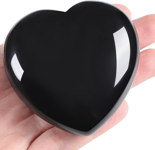 MAIBAOTA 60 mm Black Obsidian Crystal Large Heart Love Stone Healing Crystals Heart Stone for Women Natural Reiki Gemstone Polished Heart Shaped Rocks Meditation