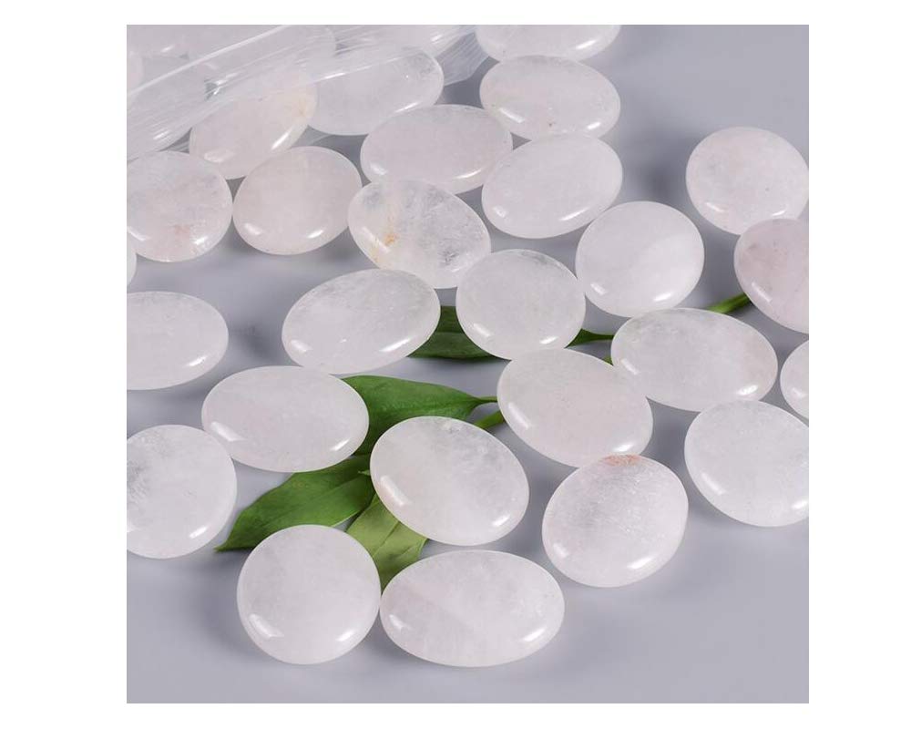 7 Pieces Natural Massage Stones Set for Professional or Home Spa, Smooth and Natural Massage Stones (White Crystal A)