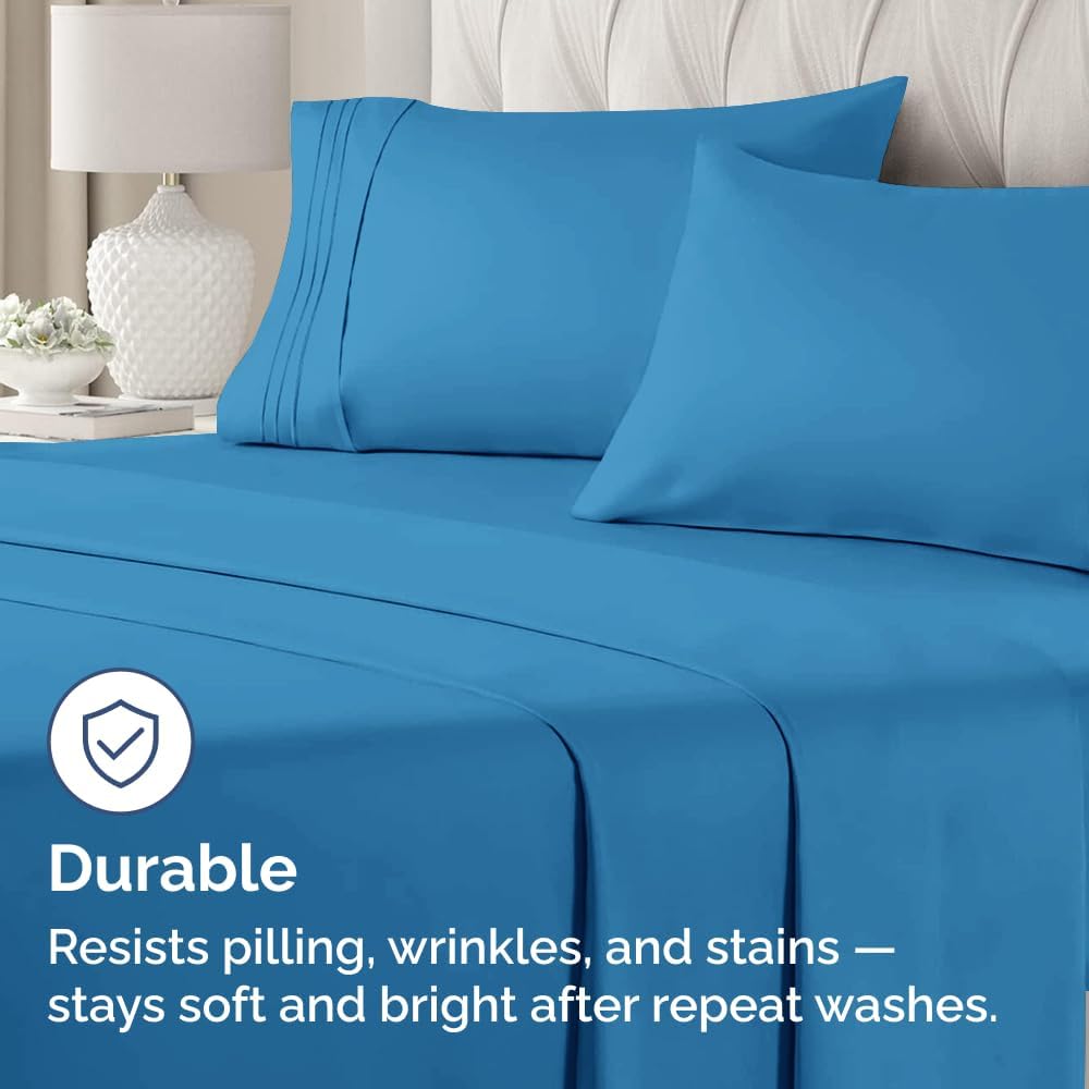 Queen Pillow Cases Set of 4 - Ultra Soft Hotel Quality Pillowcase Covers - Comfy, Cozy & Wrinkle Free - Shrink, Stain & Fade Resistant - Machine Washable Pillow Protectors - 4 Piece Set - Denim Blue