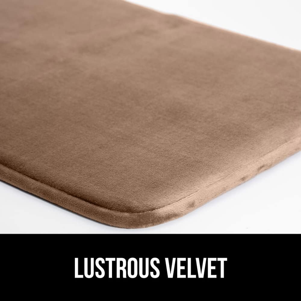 GORILLA GRIP Memory Foam Bath Mat, Soft Absorbent Velvet Bathroom Mats, Durable Dots on Underside, Machine Washable Bathmat, Carpet Rug Room Decor for Shower Tub Floor RV, 30x20 Rugs, Taupe