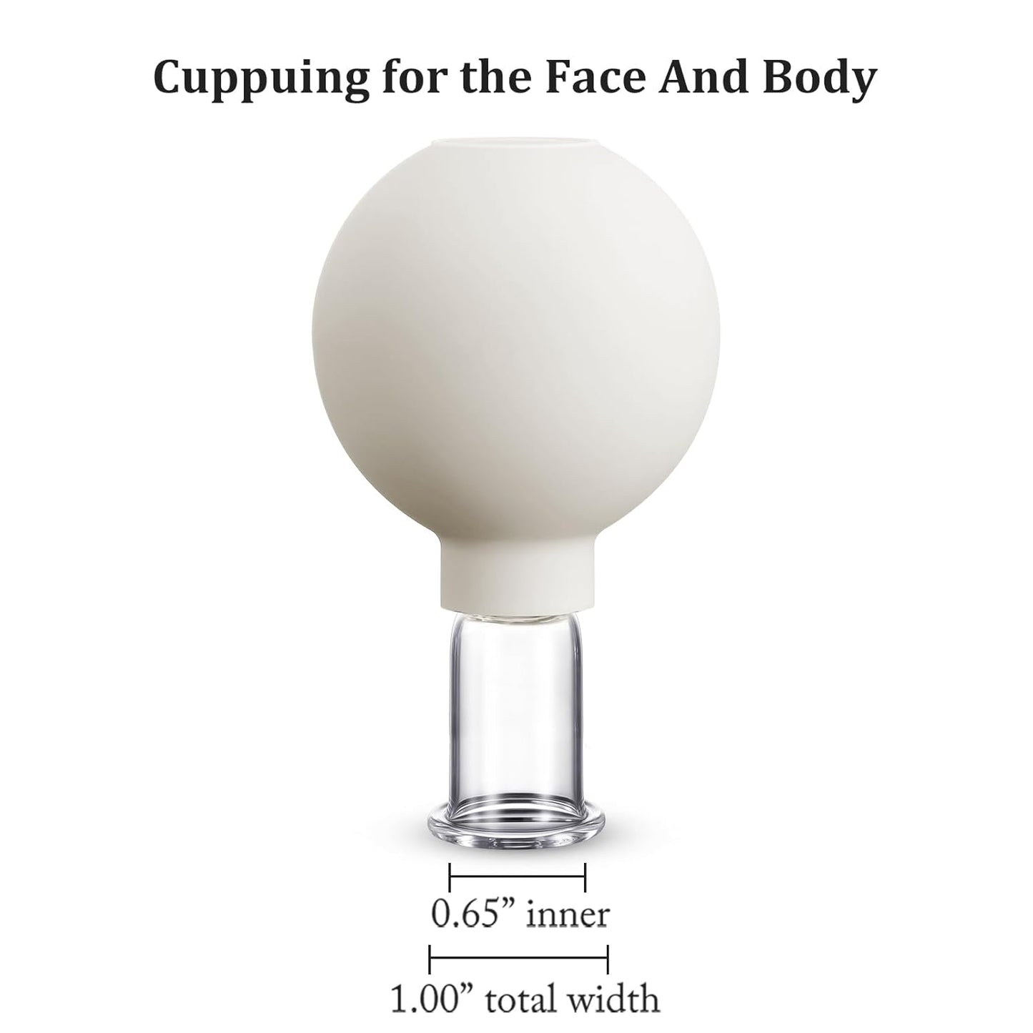 Nuanchu Facial Cupping Cup White Glass Face Cup Silicone Cupping Massage Vacuum Suction Mug for Body Face Leg Arm Back Shoulder Muscle and Joint Pain(0.65 Inch Diameter)