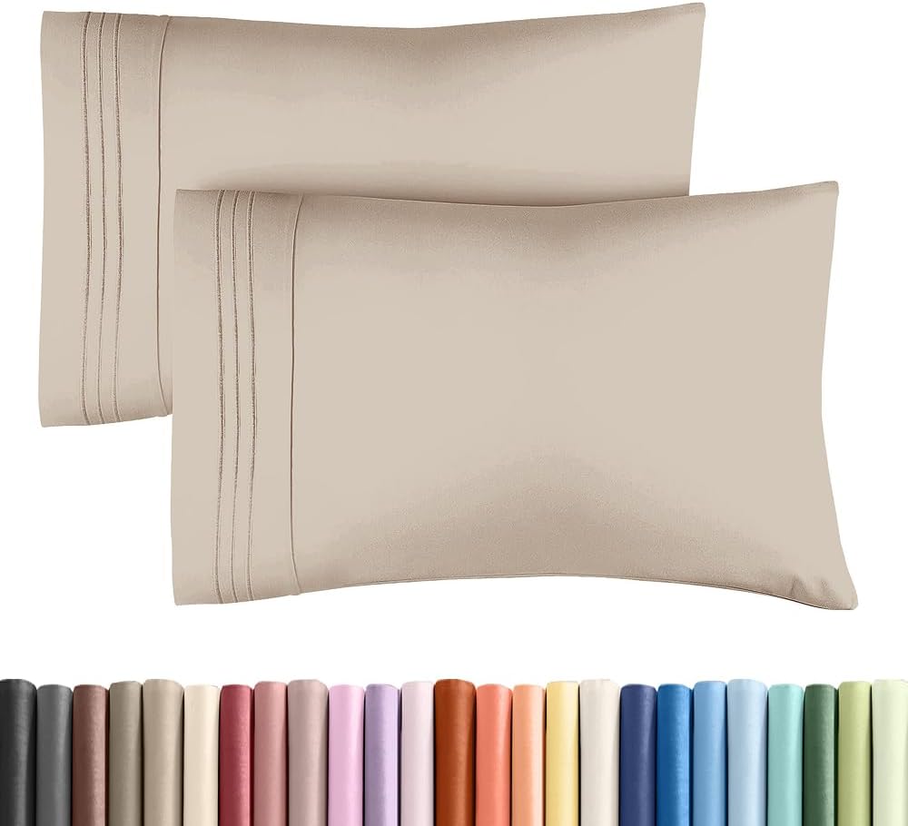 King Standard Pillow Cases Set of 2 - Ultra-Soft Hotel Quality Pillowcase Covers - Comfy, Cozy & Fade Free - Wrinkle Resistant - Machine Washable Pillow Protectors - 2 Piece Set - King Standard Wheat