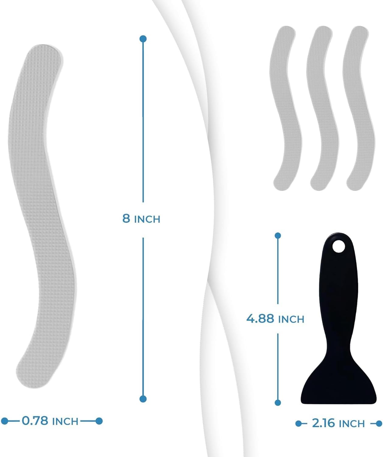 Anti Slip Shower Stickers 24 PCS, Gray Non-Slip Shower Strips for Adults, Premium Adhesive Bath Tub Stickers