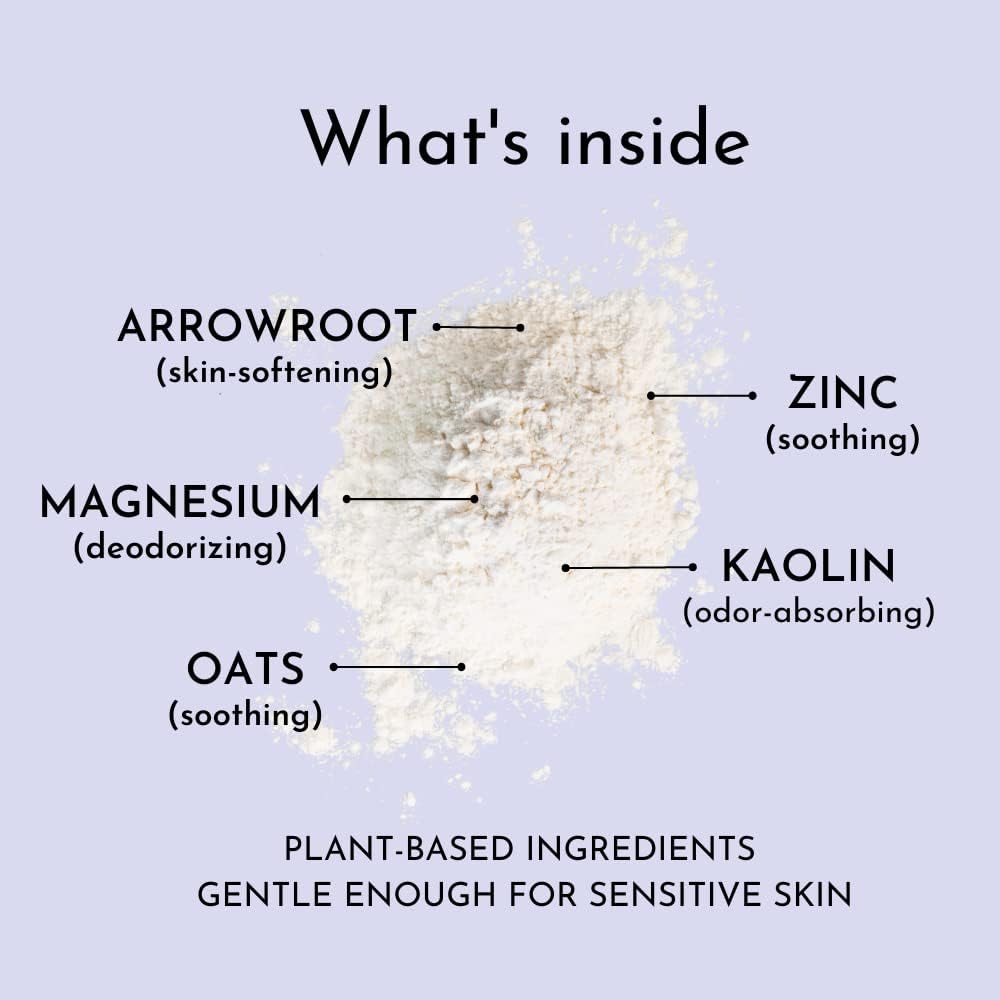 Herb & Root Rose Scented Talc-Free Dusting Powder for Women: Anti-Chafing Body Powder with Arrowroot and Oats, 6 oz