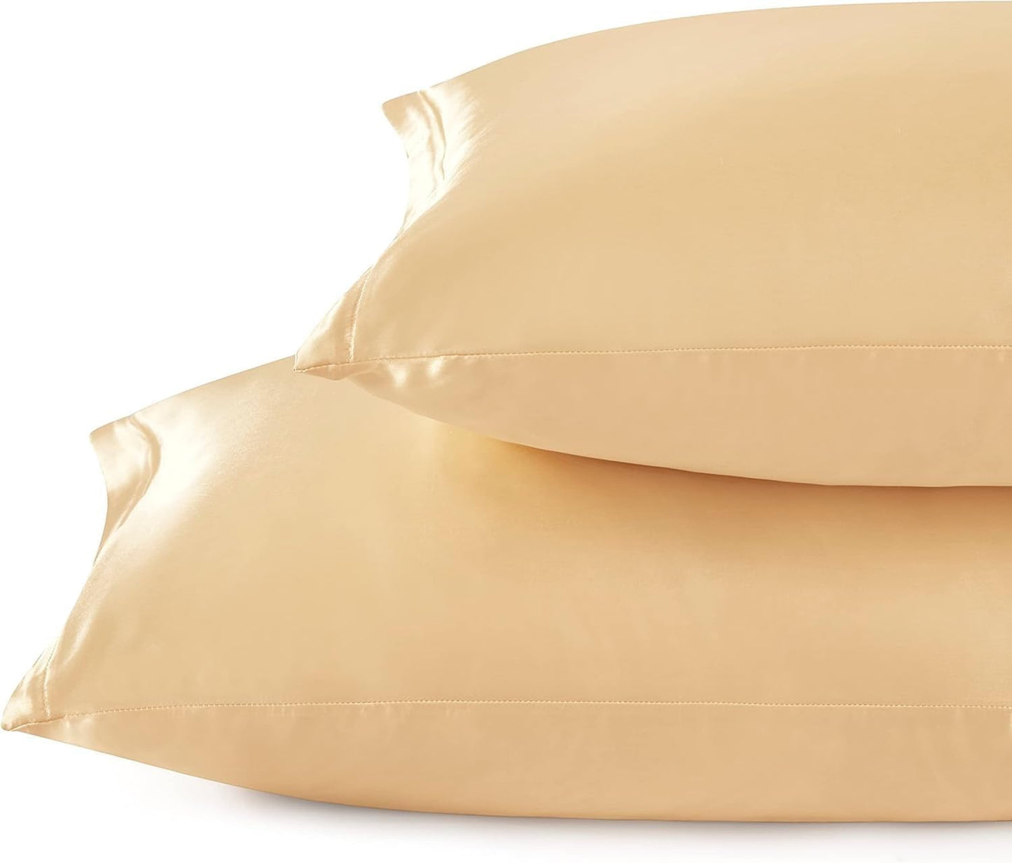 Juwenin Bedding,Super Soft and Luxury Silky Satin Pillowcase with Zipper (Silky Satin Pillow Case for Hair) Set of 2 (Champagne, King(20''x36'))