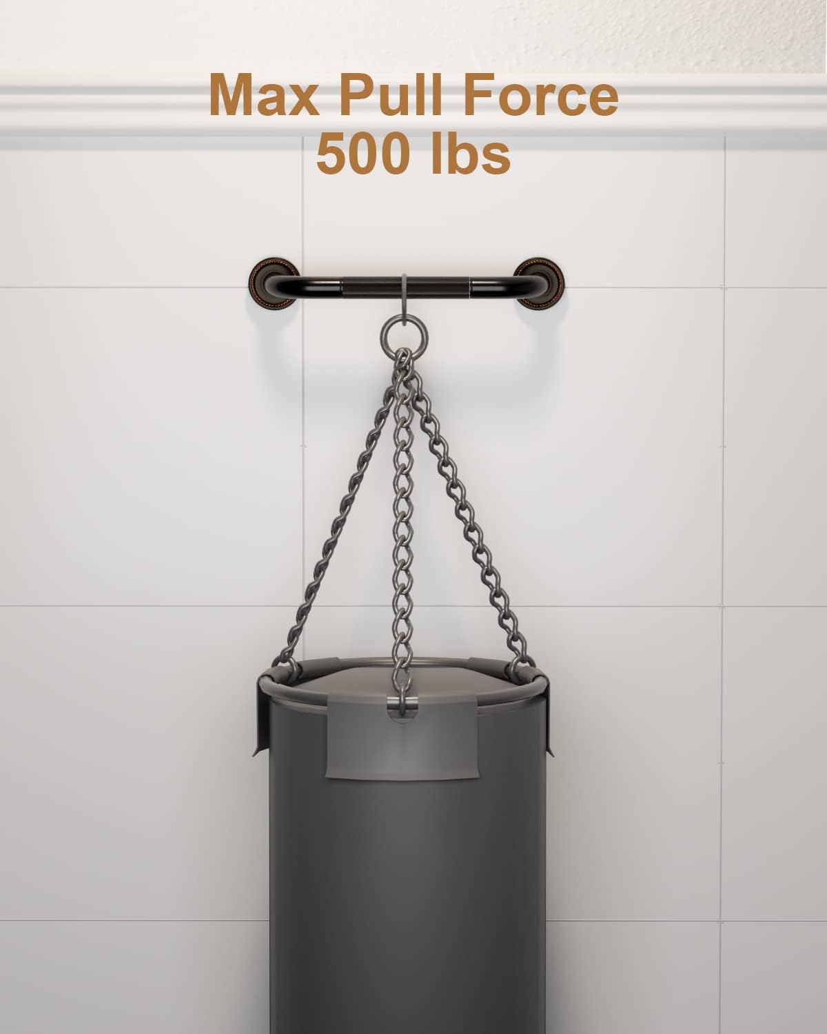 12 Inch Bronze Shower Grab Bar Oil Rubbed Black, Munzong Antique Brass Bathroom Grab Bar w/Anti-Slip Knurled Grip, Bathroom Balance Bar, Safety Handrail Support, Injury Elderly Senior Assist Handle