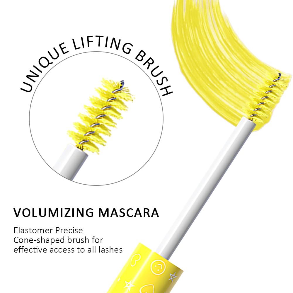 Colored Mascara for Eyelashes Set,Colorful Waterproof Mascara for eyelashes Long lasting Charming Voluminous for Women Halloween Eye Makeup (1Pcs 07#Yellow, F)