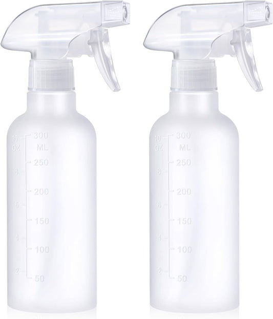10 oz Spray Bottles, Mist/Stream Adjustable Small Spray Bottle for Hair Cleaning Plants Pet, BPA-free Plastic Water Empty Squirt Bottle with Measurements, 2 Pack