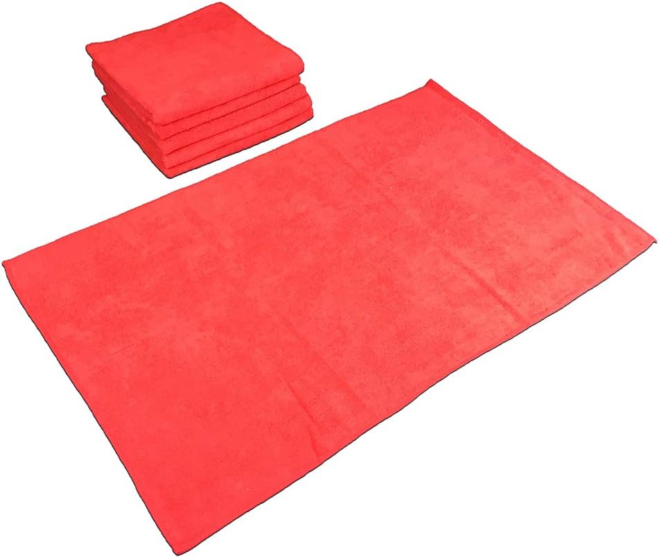 Arkwright Microfiber Gym Towel - Pack of 12 - Super Soft, Quick Dry Workout Sweat Towels, 300 GSM Lightweight & Absorbent for Sports, Working Out, Yoga, and Spa, 16 x 27 in, Red