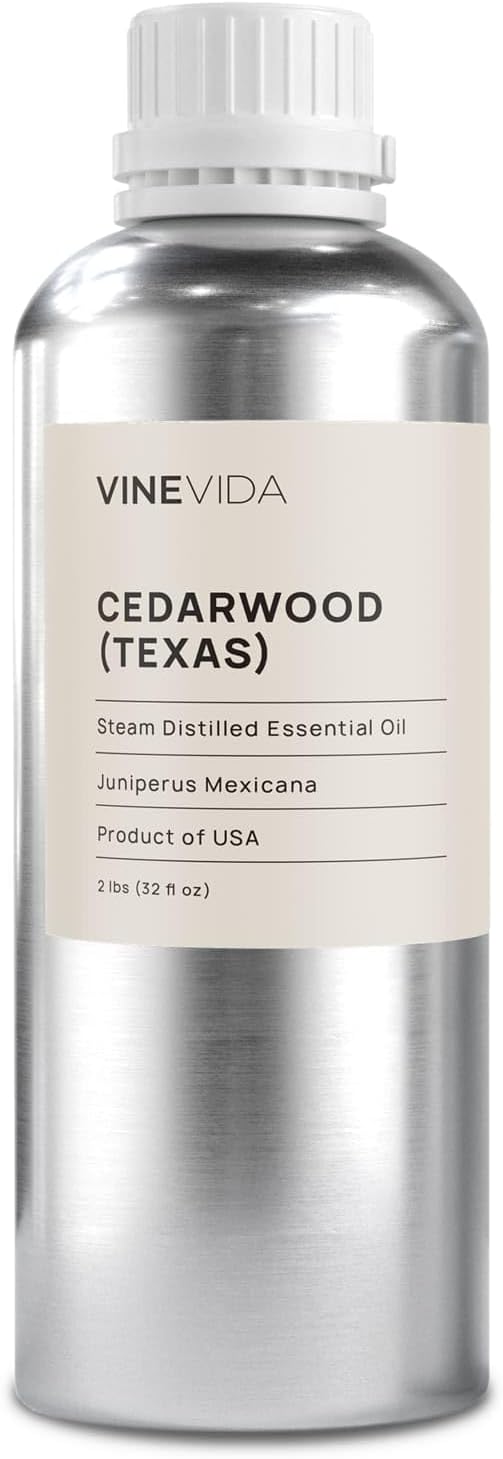 VINEVIDA Cedarwood (Texas) Essential Oil 32 oz - Undiluted Cedarwood (Texas) Oil 32 oz - Cedarwood (Texas) Candle Oil Scent - DIY Candle Scents for Candlemaking - Bulk Essential Oil for Soap Making