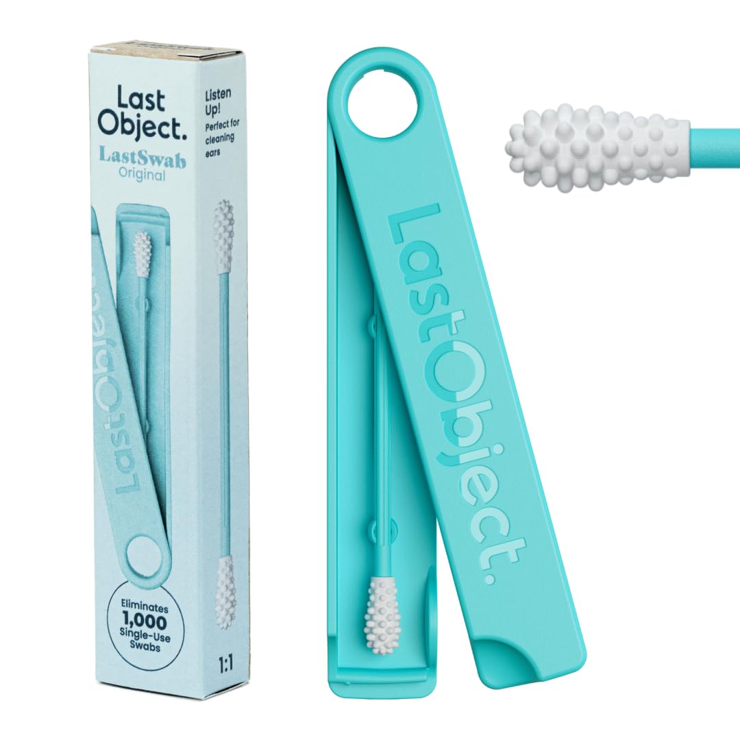 LastSwab® Reusable Cotton Swabs for Ear Cleaning - The Sustainable and Sanitary Alternative to Single-Use Q Tips - Zero Waste and Easy to Clean - Comes with a Convenient Travel Case Holder - Turquoise