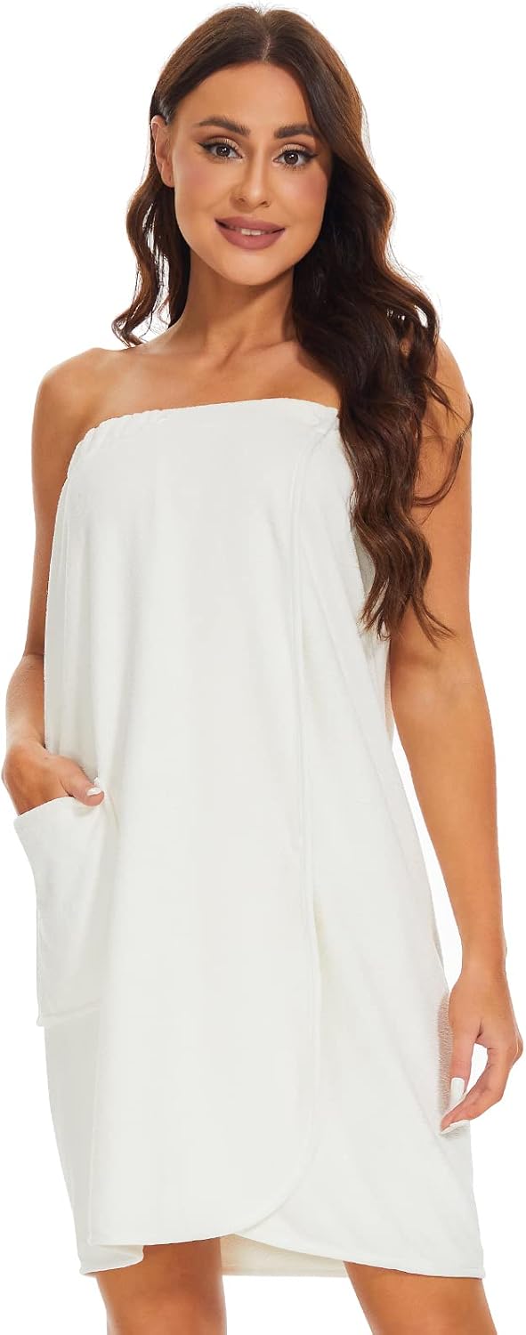 Kniffi Shower Wrap Robe for Women Bath Body Towel Wrap Spa Soft bathrobe with Adjustable Snap Closure