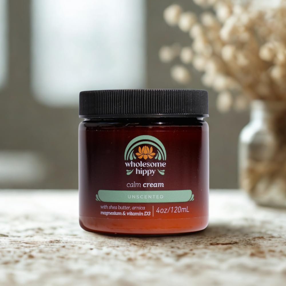 Calm Cream – Unscented Body Butter with Magnesium, Vitamin D3, Shea, Arnica & Turmeric – Vegan Hydrating Moisturizer for Sensitive Skin & Self-Care – 4oz